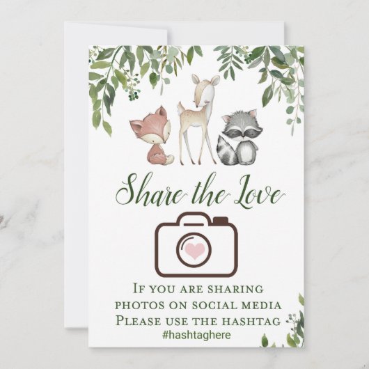 森のサイン - 愛をシェアしよう ハッシュタグ サイン 5x7 招待状 (正面)