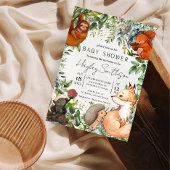 森のサファリ動物園 テーマのベビーシャワー 招待状