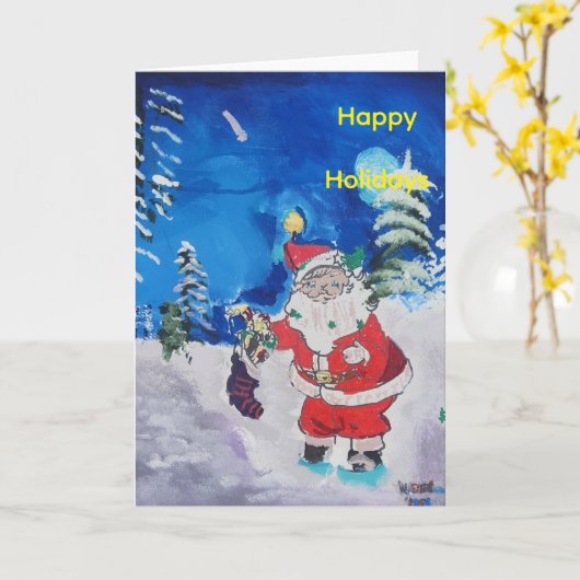 森のサンタ カード (黄色い花)