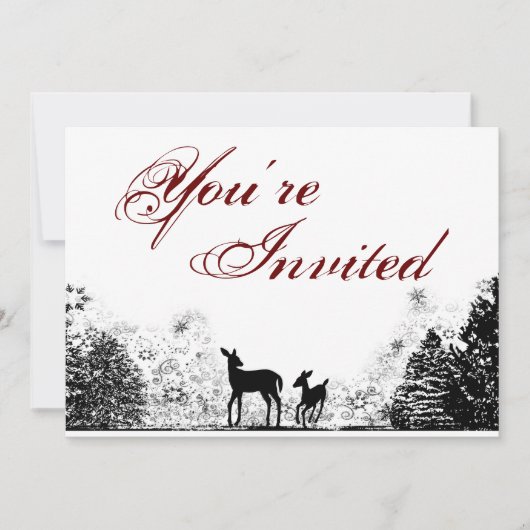 森のシカの冬のベイビーシャワー招待状 招待状 (正面)