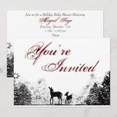 森のシカの冬のベイビーシャワー招待状 招待状 (正面/裏面)