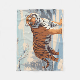 森のシベリアの虎 フリースブランケット
