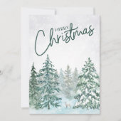 森のシンプル中のクリスマスのメリーメッセージ鹿 シーズンカード (正面)