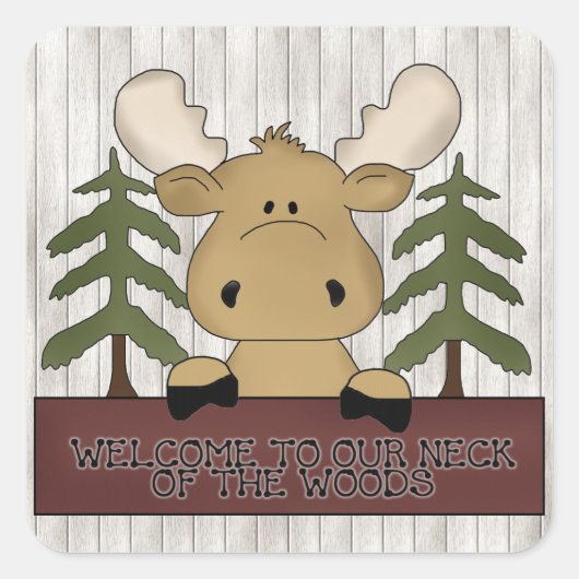 森のシールの私たちの首へようこそ スクエアシール (正面)