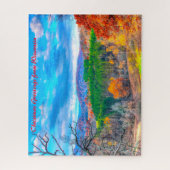 森のシーンWisconsin.クリスマスグリーティング ジグソーパズル (縦)