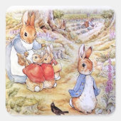 森のジョセフィーヌ・バニーのいるウサギのピーター スクエアシール (正面)