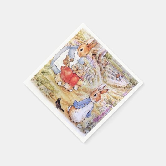 森のジョセフィーヌ・バニーのいるウサギのピーター スタンダードカクテルナプキン (角)
