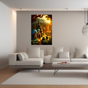 森のジンジャーブレッド村   AIアートポスター ポスター