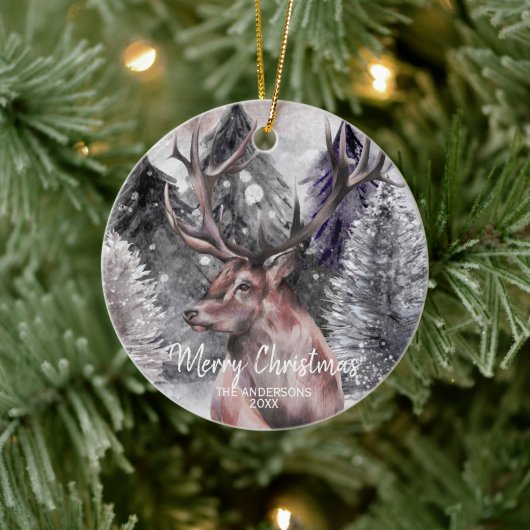 森のステッグ水彩鹿クリスマス装飾 セラミックオーナメント (ツリー)