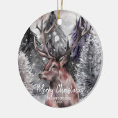 森のステッグ水彩鹿クリスマス装飾 セラミックオーナメント (左)