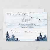 森のストリングライト, 水彩画 RSVP カード (正面)