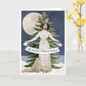 森のスピリットシーズンのご挨拶 カード (黄色い花)