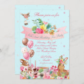 森のティーパーティー招待状、アニマルズ ティーパーティー 招待状 (正面/裏面)