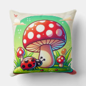 🐞 森のテントウムシとキノコの牧場のデコレーション 🐞 クッション (裏面)