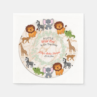 森のテーマ：野生の赤ちゃんシャワーナプキンスへ スタンダードカクテルナプキン