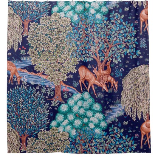 森のデアーズ、ウィリアム・モリス シャワーカーテン (正面)