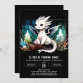 森のデジタルドラゴンの誕生日 招待状 (正面/裏面)