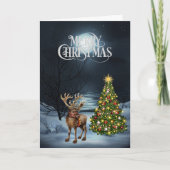 森のトナカイのクリスマスツリー シーズンカード (正面)