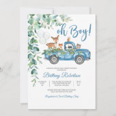 森のトラックの男の子ベビーシャワー招待状 招待状 (正面)