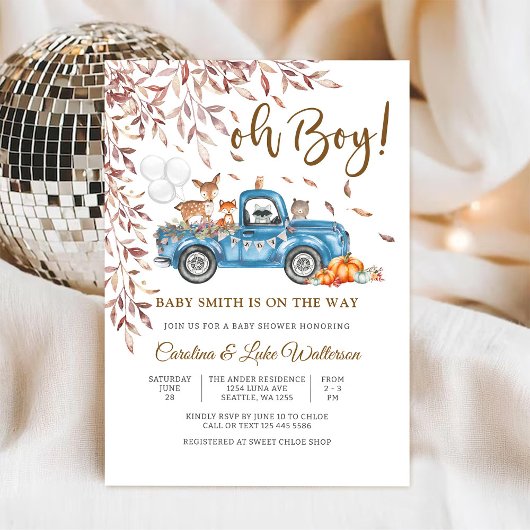 森のトラックベイビーシャワー招待状 招待状