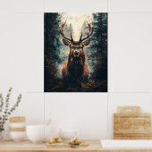 森のドラマチックなエルク ポスター (キッチン)