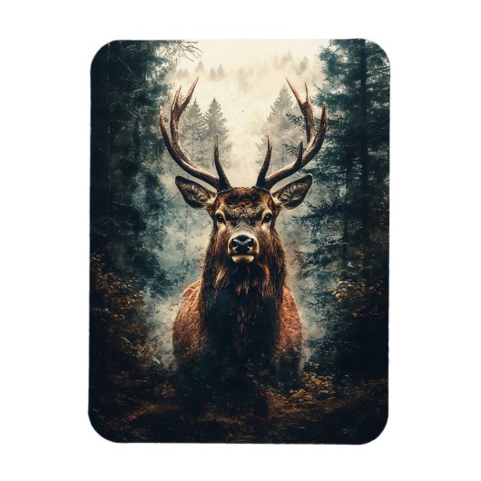 森のドラマチックなエルク マグネット (縦)