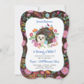 森のハリネズミ 1歳 誕生日 招待状 ラスティック ボーホー (正面)