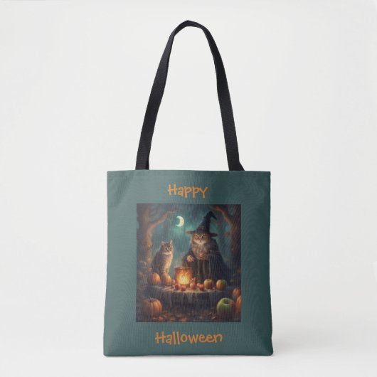 森のハロウィンパーティーでおばけ騒ぎ トートバッグ (正面)