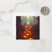 森のハロウィーン幽霊のよく出るカボチャ ノートカード (正面/裏面インサイチュ)