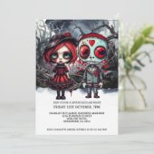 森のハロウィーン怖い人形カップル 招待状 (スタンド正面)