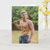 森のハンター ホットガイ グリーティングカード (黄色い花)