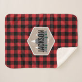 森のバッファローの格子縞のフリースブランケット シェルパブランケット (正面(横))