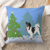 森のパピロン飾ドッグのクリスマスツリー クッション (ブランケット)