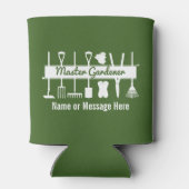 森のパーソナライズされた緑のマスター庭師 缶クーラー (裏面)