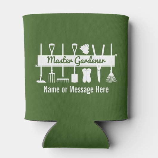 森のパーソナライズされた緑のマスター庭師 缶クーラー (裏面)
