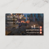 森のビジネスカードにハロウィーンウィッチガール 名刺 (裏面)