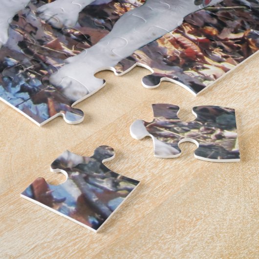 森のビーグル犬のお母さん及び子犬 ジグソーパズル (側面)