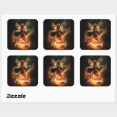 森のピクシーで翼を持つ魔法の妖精の天使 スクエアシール (シート)