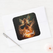 森のピクシーで翼を持つ魔法の妖精の天使 スクエアシール (封筒)