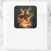 森のピクシーで翼を持つ魔法の妖精の天使 スクエアシール (バッグ)