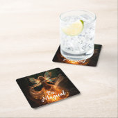 森のピクシーで翼を持つ魔法の妖精の天使 スクエアペーパーコースター (インサイチュ)