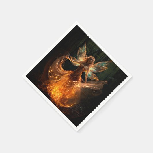 森のピクシーで翼を持つ魔法の妖精の天使 スタンダードカクテルナプキン (角)