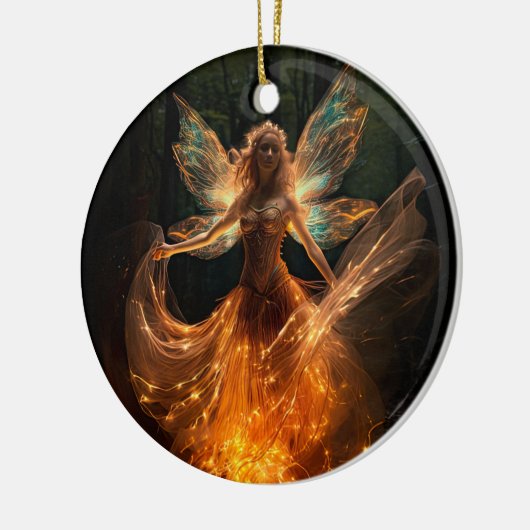 森のピクシーで翼を持つ魔法の妖精の天使 セラミックオーナメント (左)