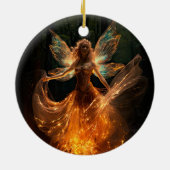 森のピクシーで翼を持つ魔法の妖精の天使 セラミックオーナメント (裏面)