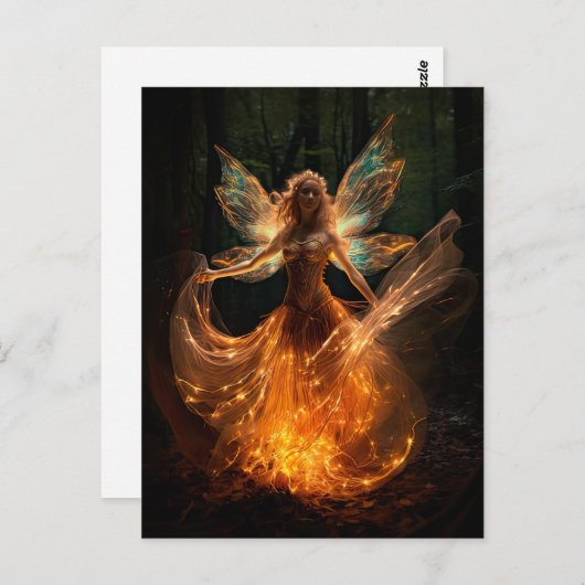 森のピクシーで翼を持つ魔法の妖精の天使 ポストカード (正面/裏面)