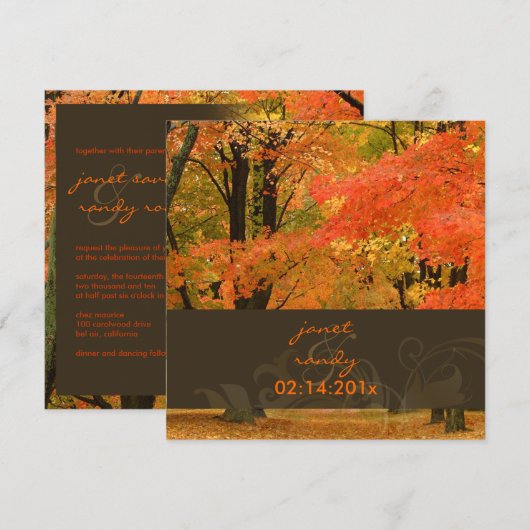 森のピクデジンズ　～Fall Wedding / DIY Event～ 招待状 (正面/裏面)