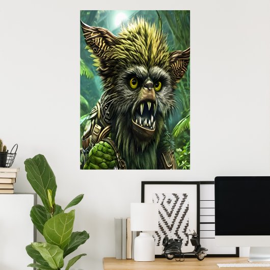 森のファンタジー獣のポートレート | AI Art ポスター (ホームオフィス)