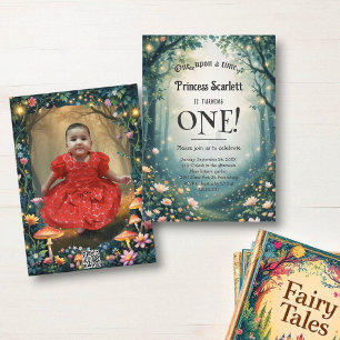 森のファンタジー 誕生日おめでとう 1歳 招待状