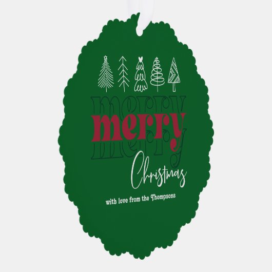 森のフェスティバルスクライブズメリークリスマスキープサケ オーナメントカード (右)