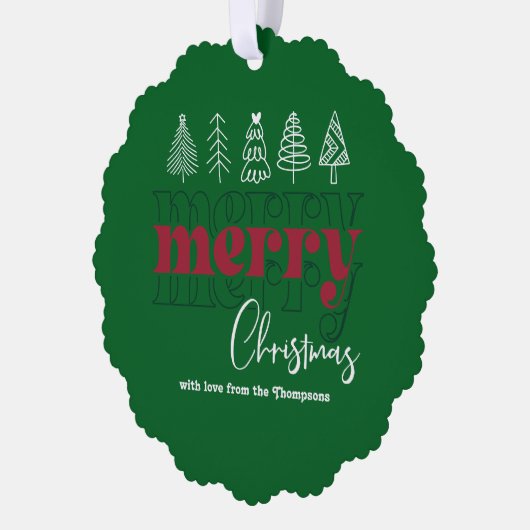 森のフェスティバルスクライブズメリークリスマスキープサケ オーナメントカード (左)